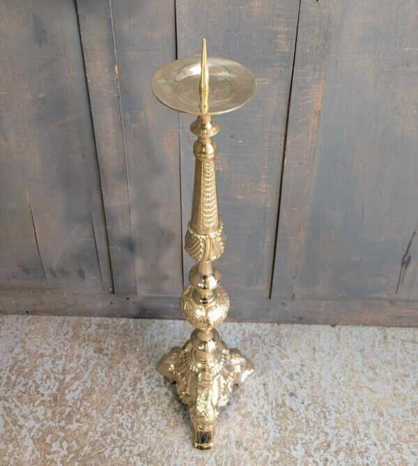Large Solid Brass Paschal Candlestick in the Beaux Arts Style