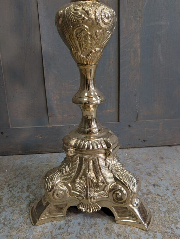 Large Solid Brass Paschal Candlestick in the Beaux Arts Style