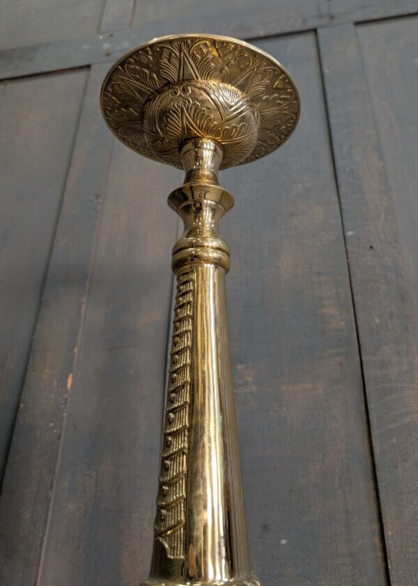 Large Solid Brass Paschal Candlestick in the Beaux Arts Style