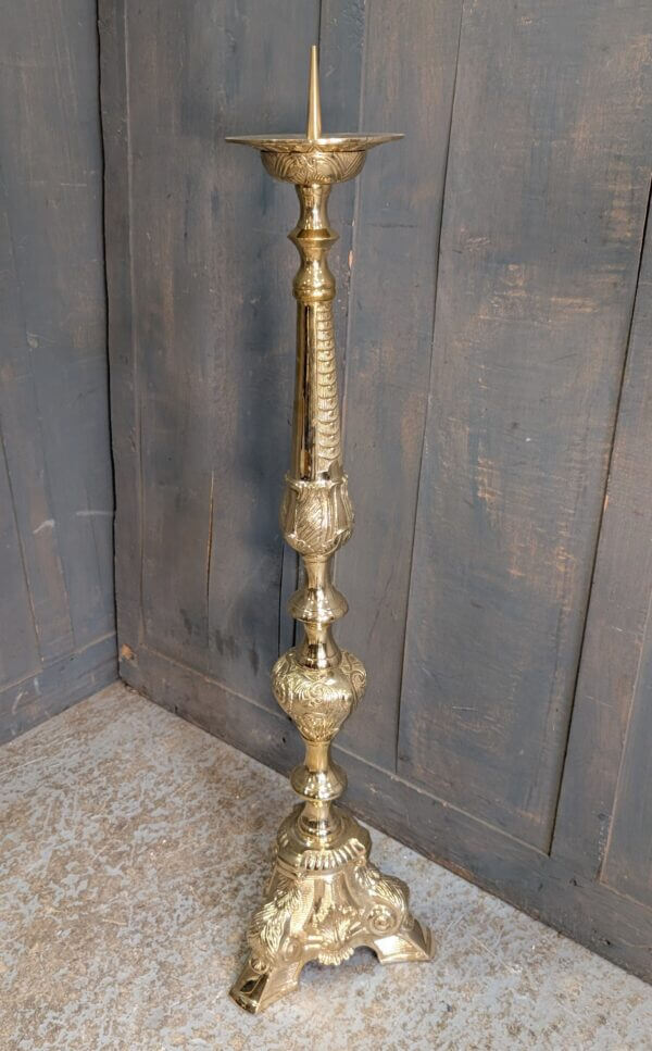 Large Solid Brass Paschal Candlestick in the Beaux Arts Style