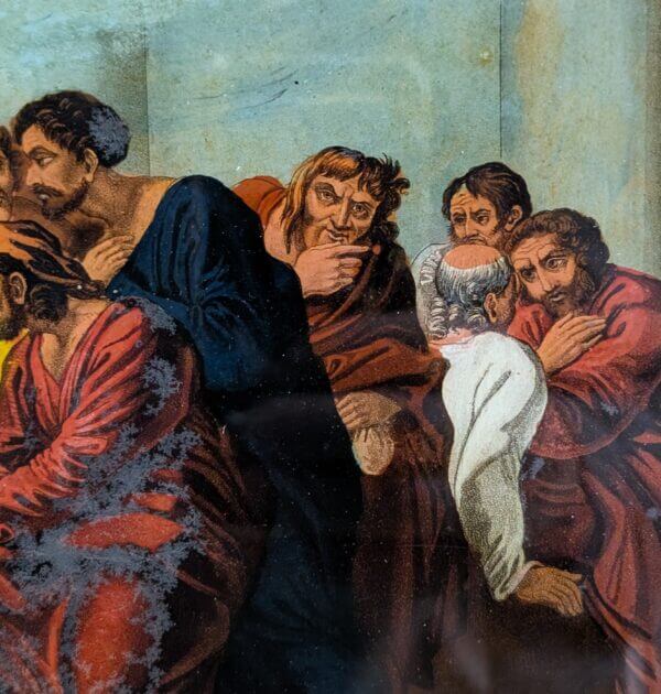 Early 1800's Reverse Glass Picture after James Bateman 'The Lord's Supper'