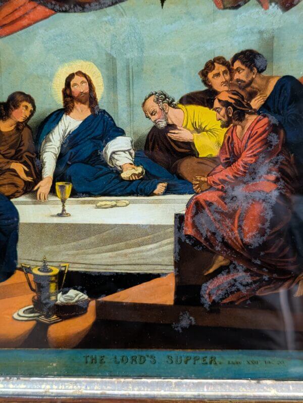 Early 1800's Reverse Glass Picture after James Bateman 'The Lord's Supper'