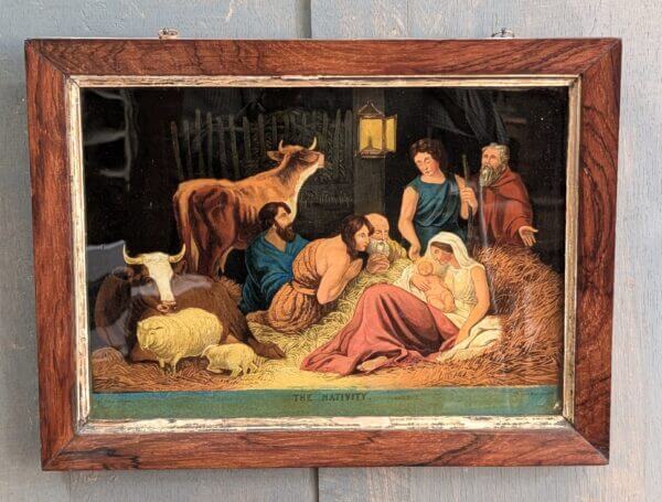 Early 1800's Reverse Glass Picture after James Bateman 'The Nativity'