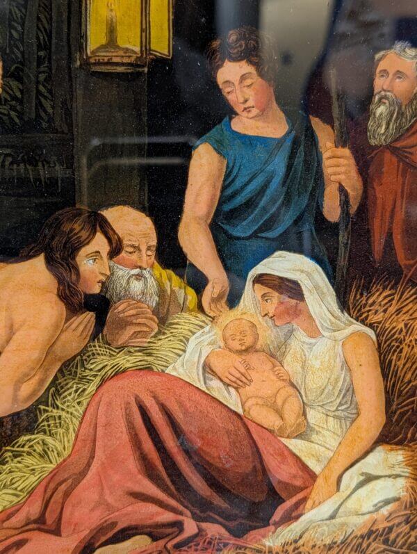 Early 1800's Reverse Glass Picture after James Bateman 'The Nativity'