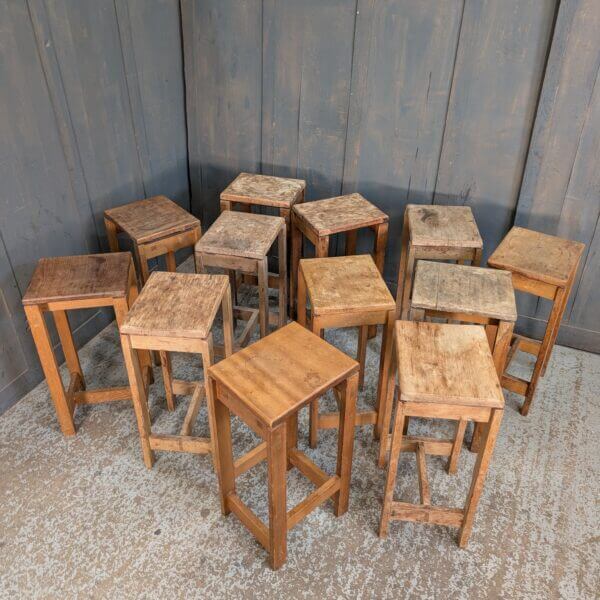 1960's Vintage Teak & Beech Lab Stools