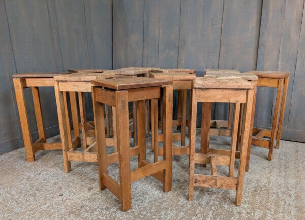 1960's Vintage Teak & Beech Lab Stools