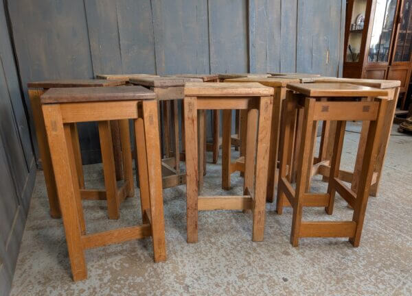 1960's Vintage Teak & Beech Lab Stools