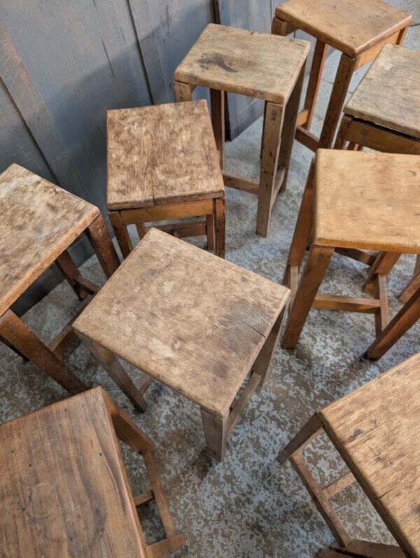 1960's Vintage Teak & Beech Lab Stools