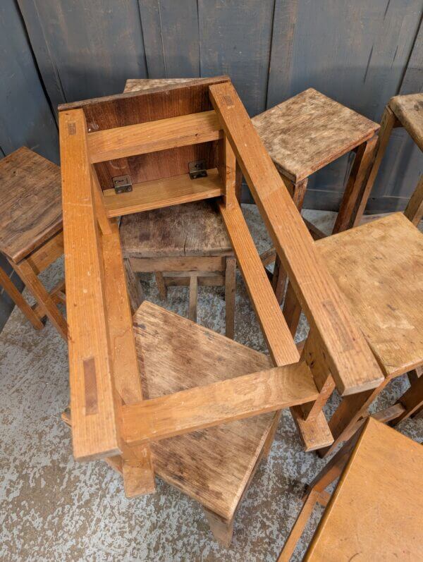 1960's Vintage Teak & Beech Lab Stools
