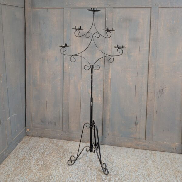 Large Adjustable Black Painted Benediction 5-Light Candlestand