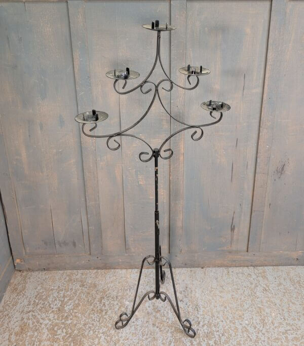 Large Adjustable Black Painted Benediction 5-Light Candlestand
