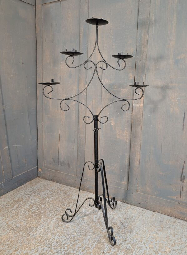 Large Adjustable Black Painted Benediction 5-Light Candlestand