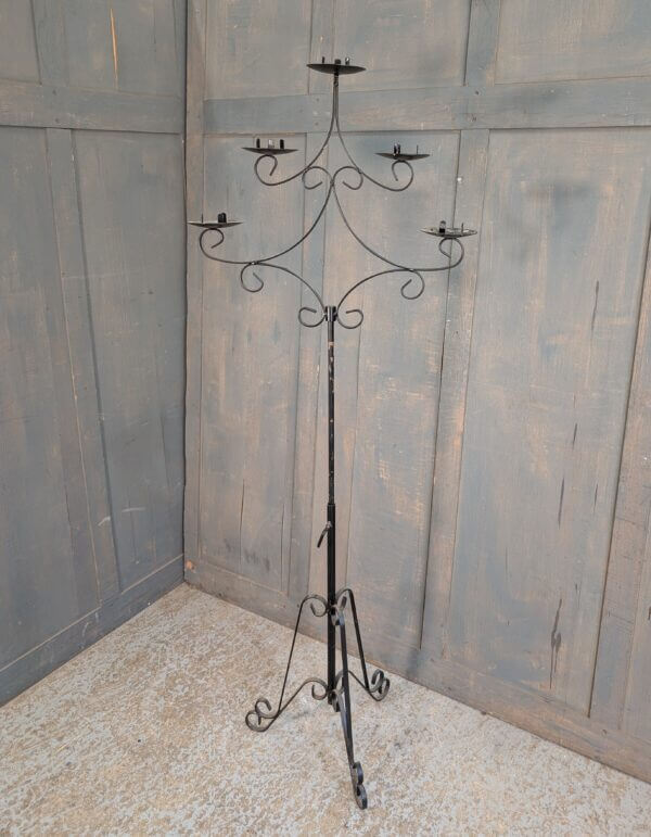 Large Adjustable Black Painted Benediction 5-Light Candlestand