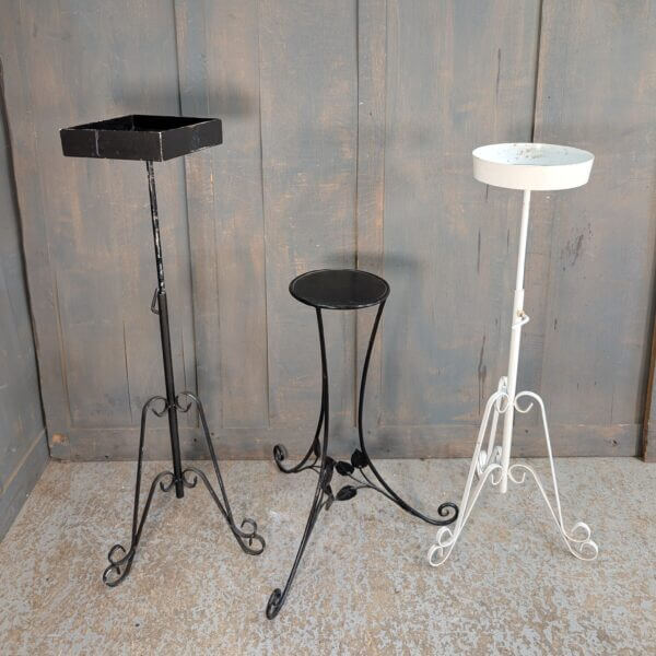 Three Assorted Vintage Church Steel Plant Stands Two Adjustable