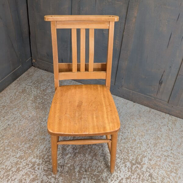 1960's Vintage Pale Beech Church Chapel Chairs with Racks