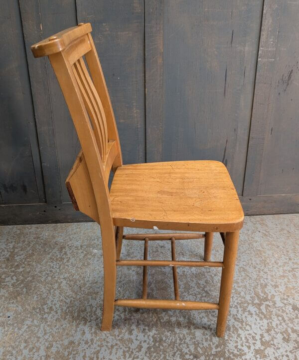 1960's Vintage Pale Beech Church Chapel Chairs with Racks