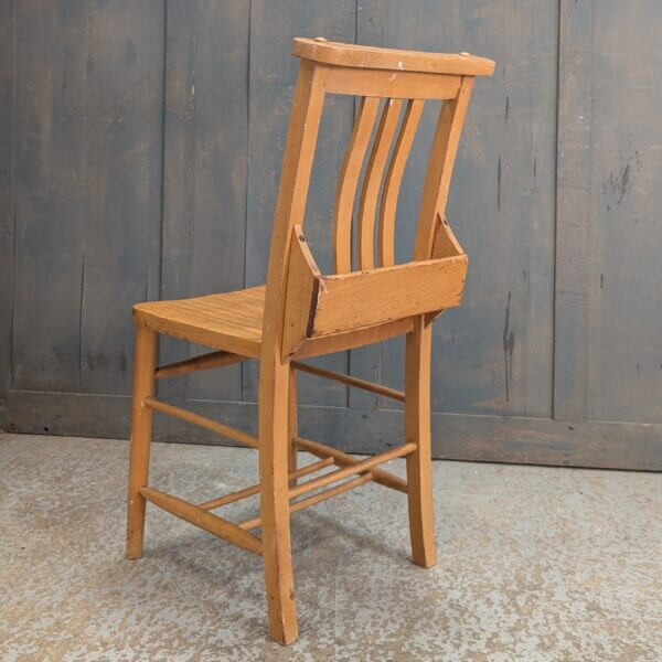 1960's Vintage Pale Beech Church Chapel Chairs with Racks