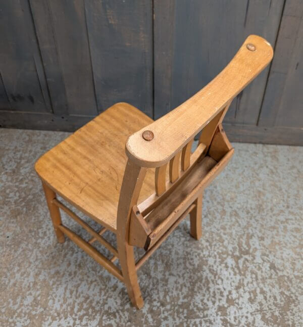 1960's Vintage Pale Beech Church Chapel Chairs with Racks