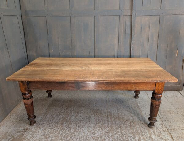 Heavy Large & Long Solid Oak Plank Kitchen Table from St Katharine Cree Church London