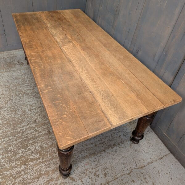 Heavy Large & Long Solid Oak Plank Kitchen Table from St Katharine Cree Church London