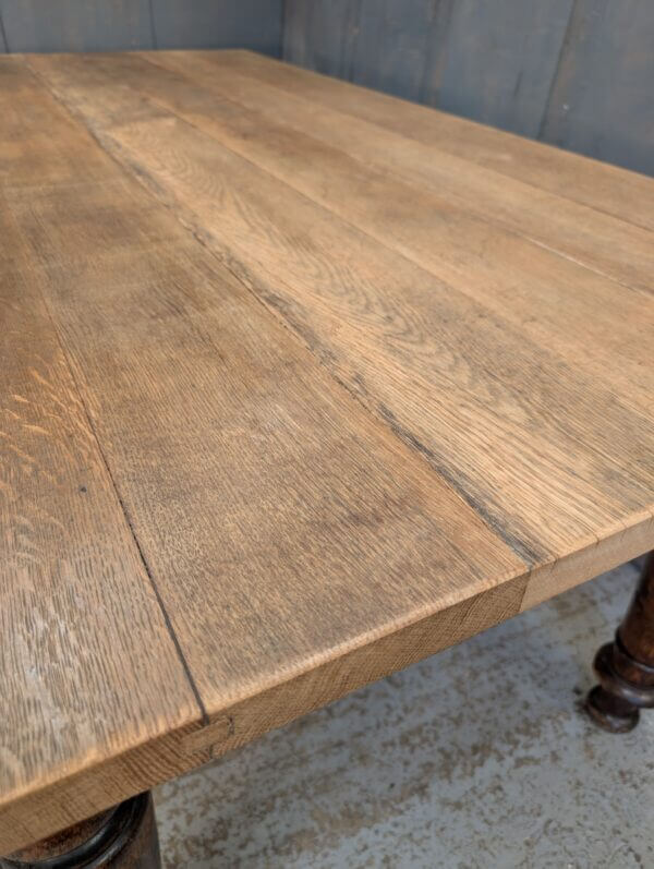 Heavy Large & Long Solid Oak Plank Kitchen Table from St Katharine Cree Church London