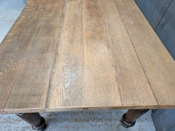 Heavy Large & Long Solid Oak Plank Kitchen Table from St Katharine Cree Church London