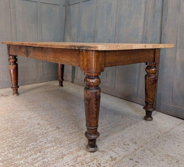 Heavy Large & Long Solid Oak Plank Kitchen Table from St Katharine Cree Church London