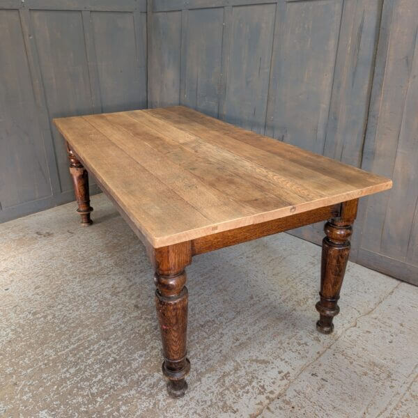 Heavy Large & Long Solid Oak Plank Kitchen Table from St Katharine Cree Church London