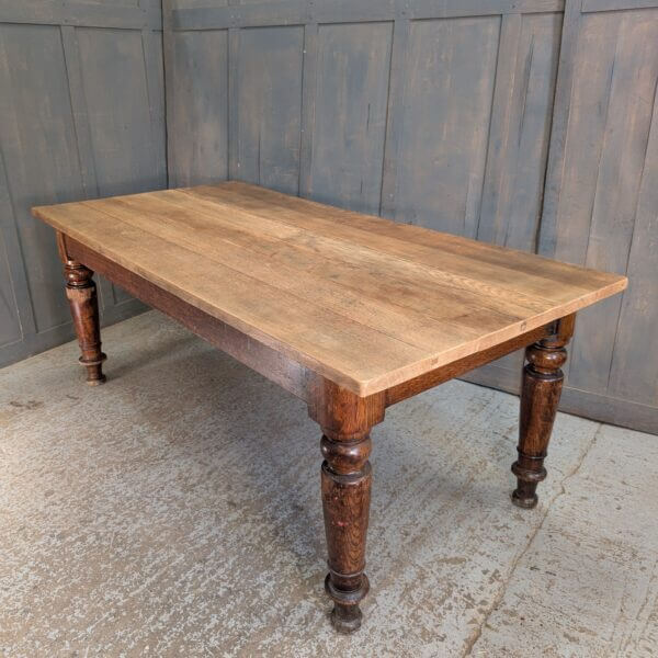 Heavy Large & Long Solid Oak Plank Kitchen Table from St Katharine Cree Church London