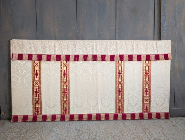 Ivory Damask Silk Altar Frontal with Superfrontal & Red Gold Orphreys