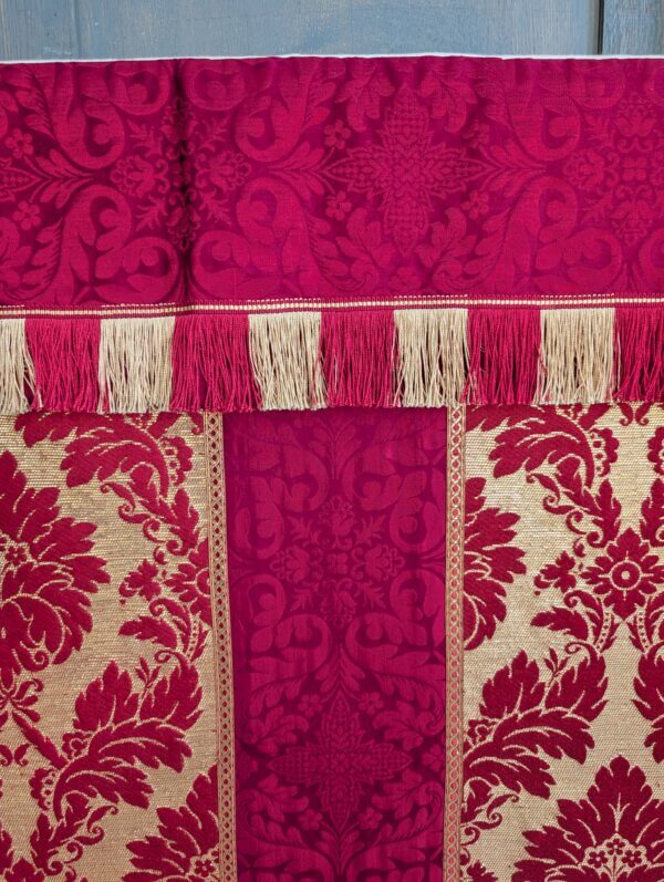 Bright Gold & Red Damask Silk Altar Frontal & Superfrontal