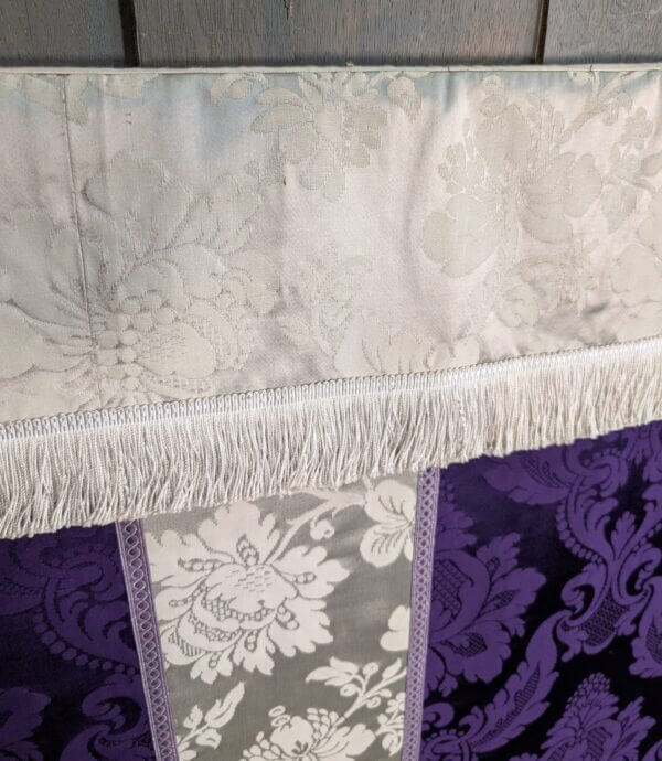 Nicely Contrasting Purple & Silver Damask Altar Frontal with Superfrontal