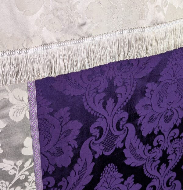 Nicely Contrasting Purple & Silver Damask Altar Frontal with Superfrontal