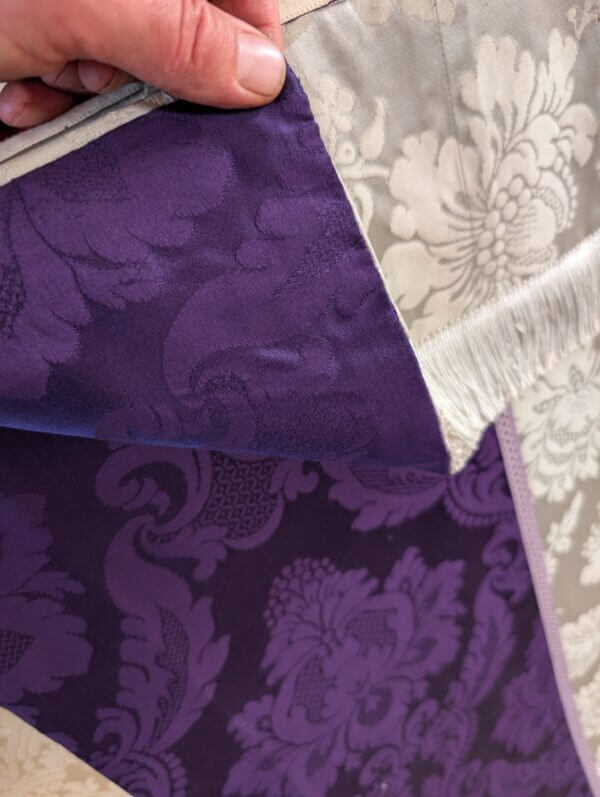 Nicely Contrasting Purple & Silver Damask Altar Frontal with Superfrontal