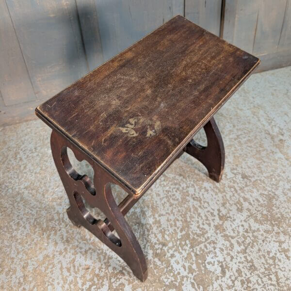 Antique Teak Organist Pianist Stool