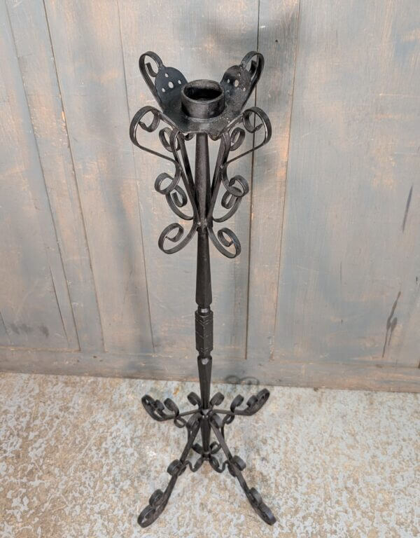 Black Cast Iron & Wrought Steel Paschal Candlestand