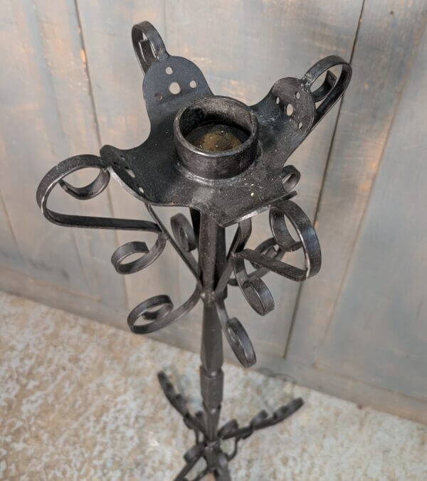 Black Cast Iron & Wrought Steel Paschal Candlestand