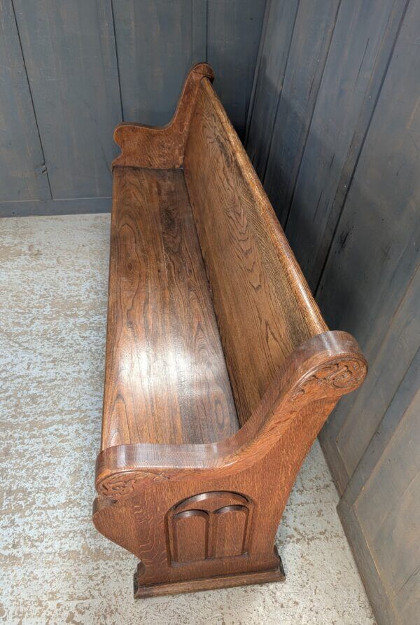 1940's Vintage American Carved Oak Church Pew Bench