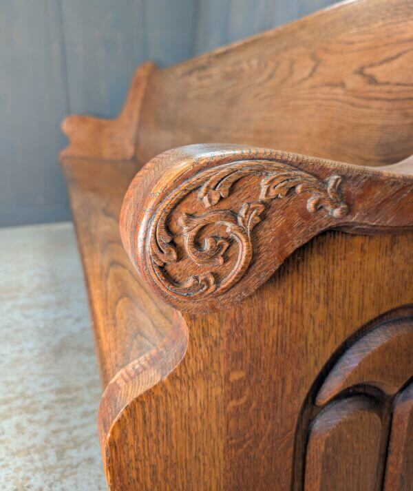 1940's Vintage American Carved Oak Church Pew Bench