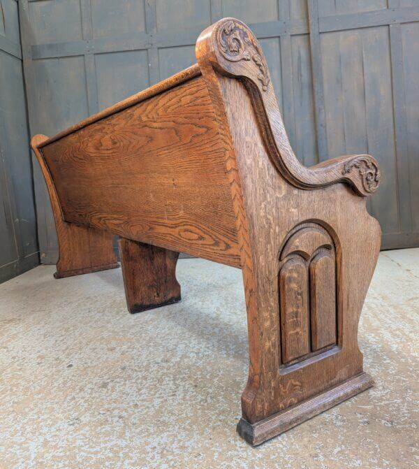 1940's Vintage American Carved Oak Church Pew Bench