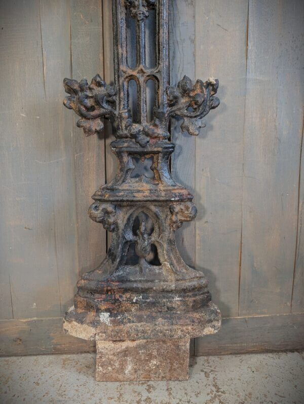 Extremely Large 2.1 Metre High Belgian 19th Century Cast Iron Cross Crucifix with Name Plate