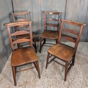 Set of 4 Beautiful Colour Antique Double Pilgrim Ladder Back Church Chapel Chairs from St Columbas Bradford