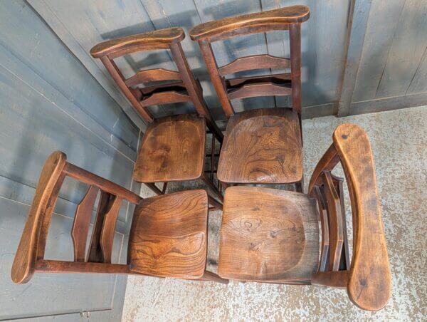 Set of 4 Beautiful Colour Antique Double Pilgrim Ladder Back Church Chapel Chairs from St Columbas Bradford