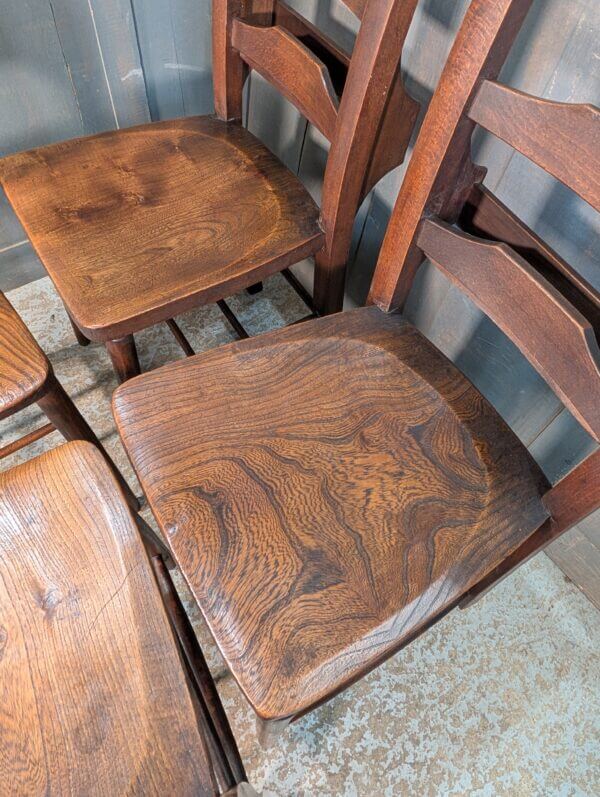 Set of 4 Beautiful Colour Antique Double Pilgrim Ladder Back Church Chapel Chairs from St Columbas Bradford