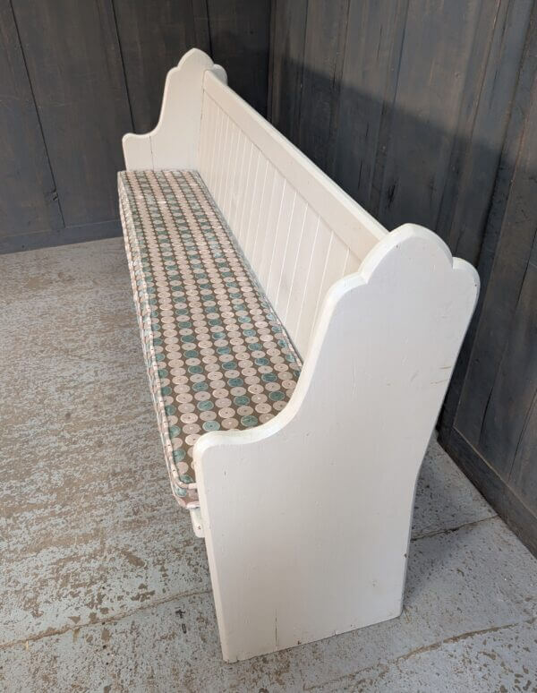 Long Farrow & Ball White Painted Pine Church Chapel Pew from Piddinghoe