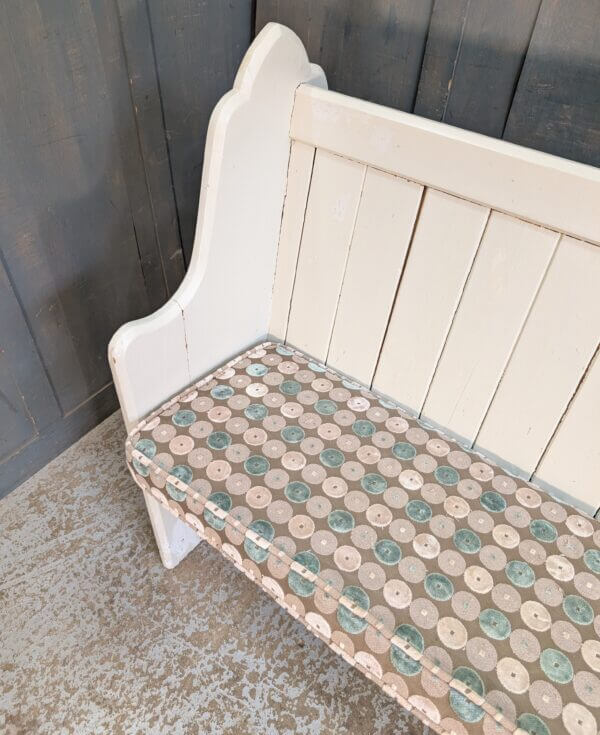 Long Farrow & Ball White Painted Pine Church Chapel Pew from Piddinghoe