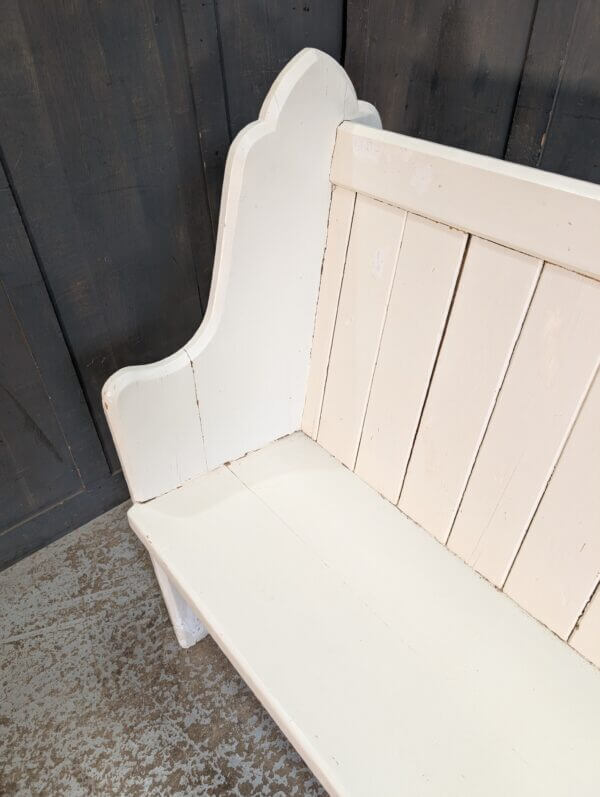 Long Farrow & Ball White Painted Pine Church Chapel Pew from Piddinghoe