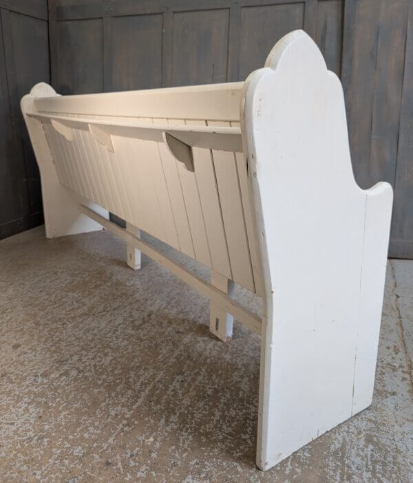 Long Farrow & Ball White Painted Pine Church Chapel Pew from Piddinghoe