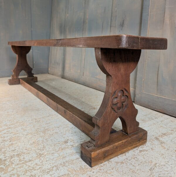 Lovely Antique Good Size Oak Gothic Church Bench
