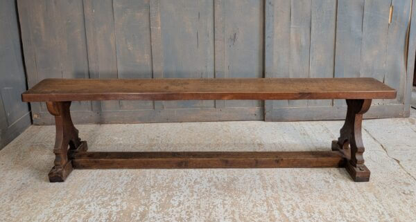 Lovely Antique Good Size Oak Gothic Church Bench